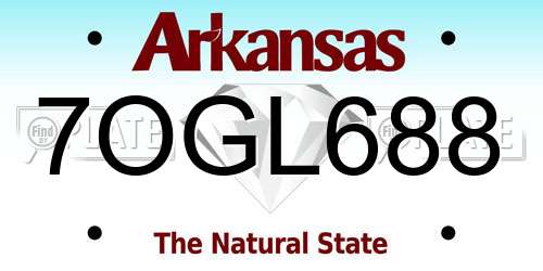7OGL688 Arkansas License Plate