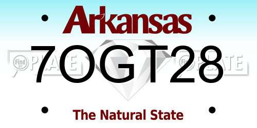 7OGT28 Arkansas License Plate