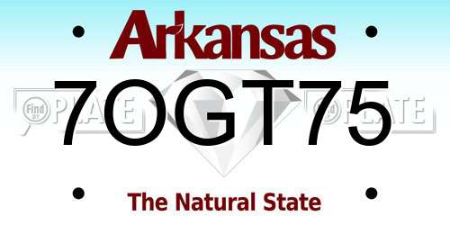 7OGT75 Arkansas License Plate