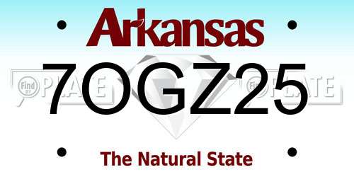 7OGZ25 Arkansas License Plate