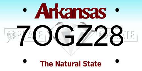7OGZ28 Arkansas License Plate