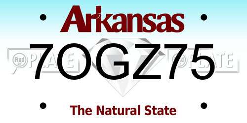 7OGZ75 Arkansas License Plate