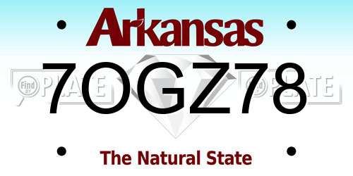 7OGZ78 Arkansas License Plate