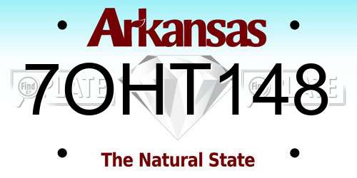 7OHT148 Arkansas License Plate