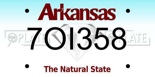 7OI358 Arkansas License Plate