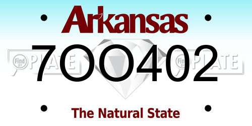 7OO402 Arkansas License Plate