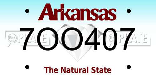 7OO407 Arkansas License Plate