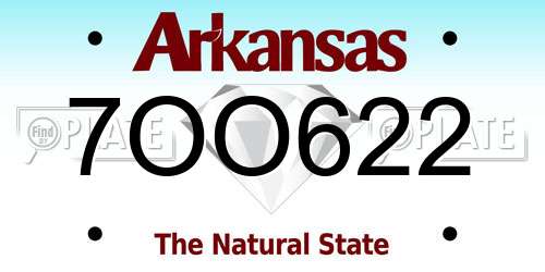 7OO622 Arkansas License Plate