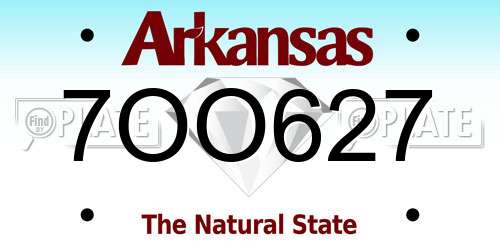 7OO627 Arkansas License Plate