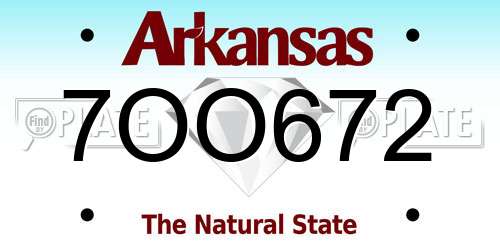 7OO672 Arkansas License Plate