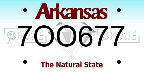 7OO677 Arkansas License Plate