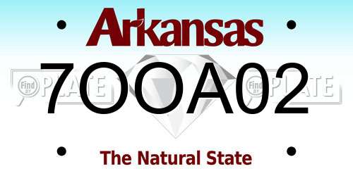 7OOA02 Arkansas License Plate