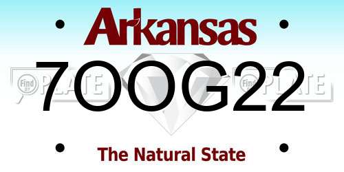 7OOG22 Arkansas License Plate