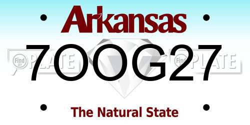 7OOG27 Arkansas License Plate