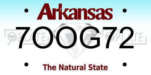 7OOG72 Arkansas License Plate