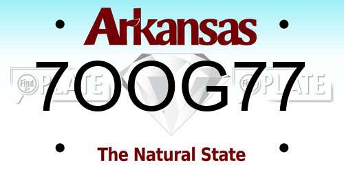 7OOG77 Arkansas License Plate