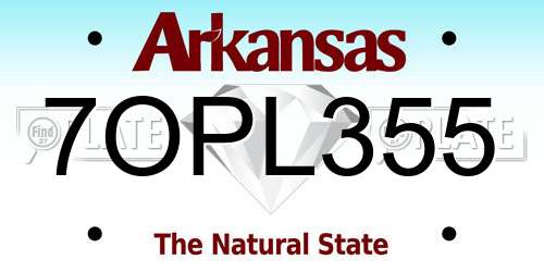 7OPL355 Arkansas License Plate