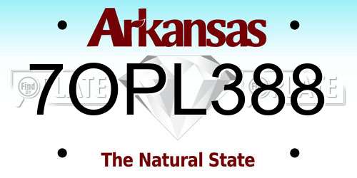 7OPL388 Arkansas License Plate