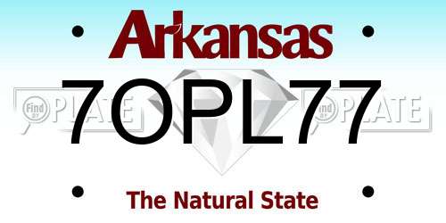 7OPL77 Arkansas License Plate