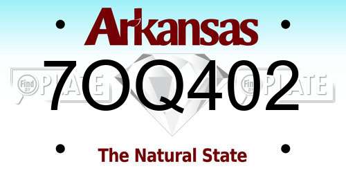 7OQ402 Arkansas License Plate