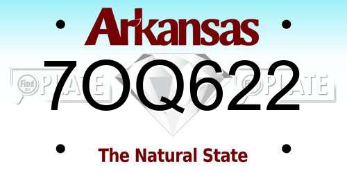7OQ622 Arkansas License Plate