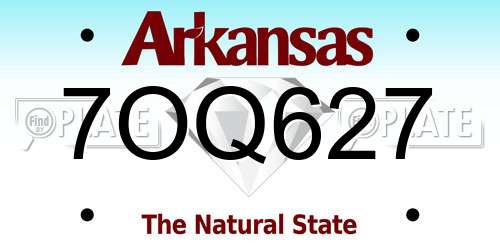 7OQ627 Arkansas License Plate