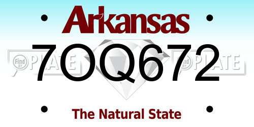 7OQ672 Arkansas License Plate