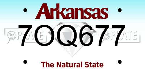 7OQ677 Arkansas License Plate