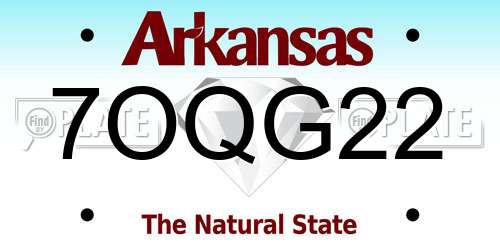 7OQG22 Arkansas License Plate