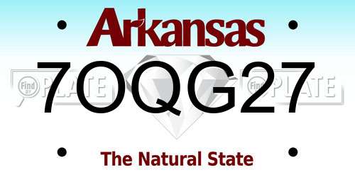 7OQG27 Arkansas License Plate