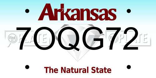 7OQG72 Arkansas License Plate