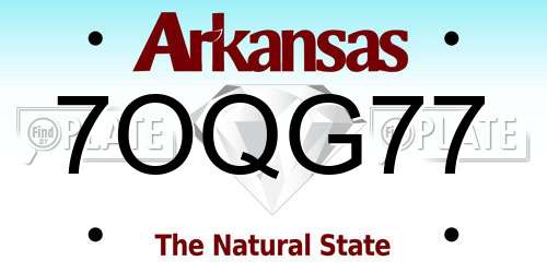 7OQG77 Arkansas License Plate