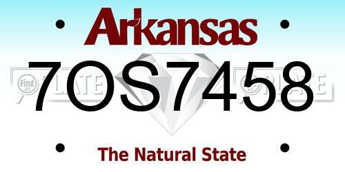 7OS7458 Arkansas License Plate