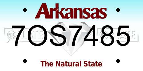 7OS7485 Arkansas License Plate