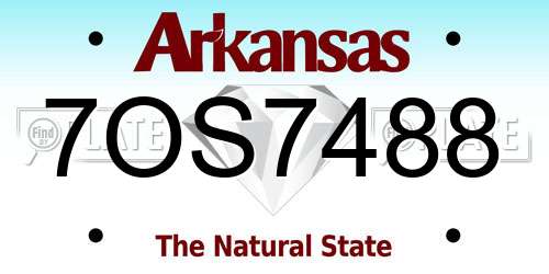 7OS7488 Arkansas License Plate
