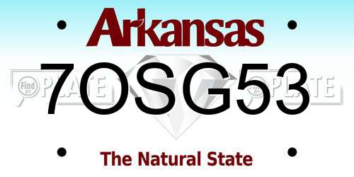 7OSG53 Arkansas License Plate