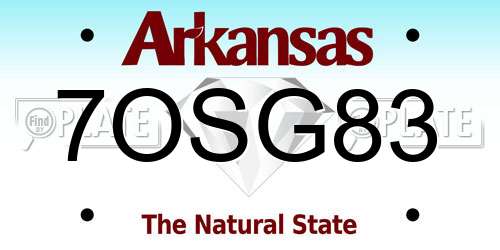 7OSG83 Arkansas License Plate
