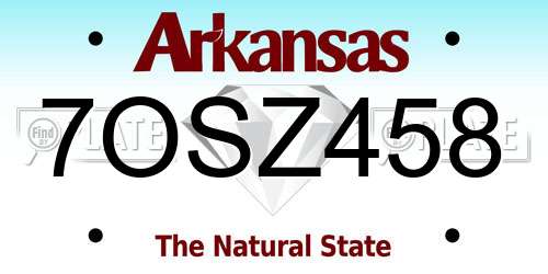 7OSZ458 Arkansas License Plate