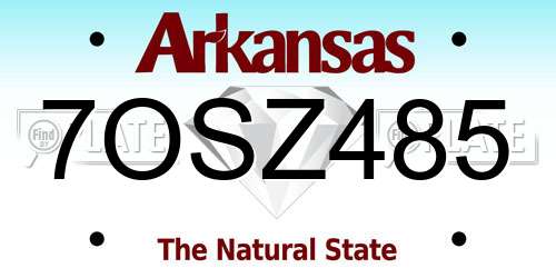 7OSZ485 Arkansas License Plate
