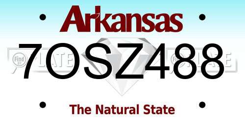 7OSZ488 Arkansas License Plate