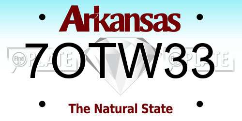7OTW33 Arkansas License Plate