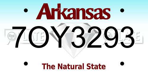 7OY3293 Arkansas License Plate