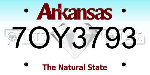 7OY3793 Arkansas License Plate