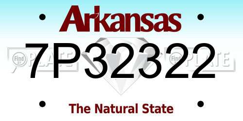 7P32322 Arkansas License Plate