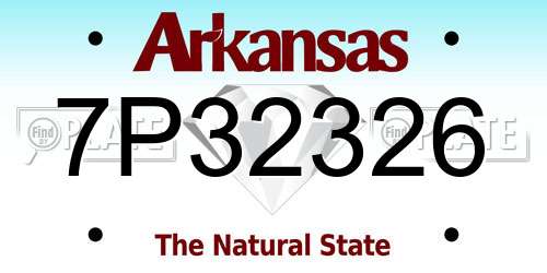 7P32326 Arkansas License Plate