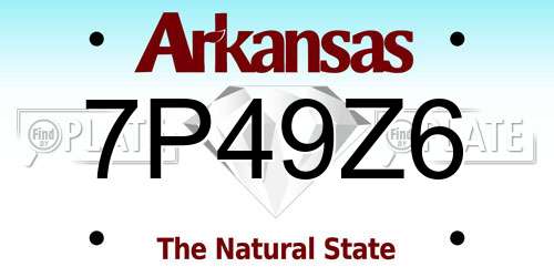 7P49Z6 Arkansas License Plate