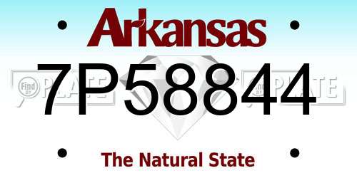 7P58844 Arkansas License Plate