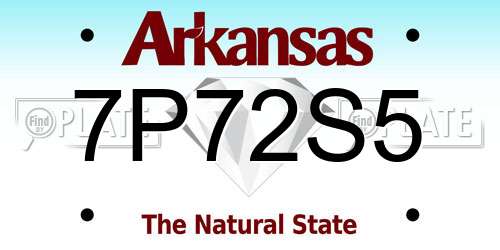 7P72S5 Arkansas License Plate