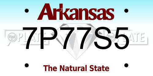 7P77S5 Arkansas License Plate