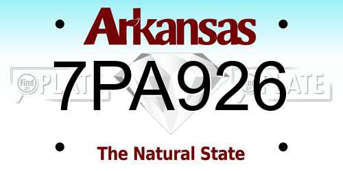 7PA926 Arkansas License Plate